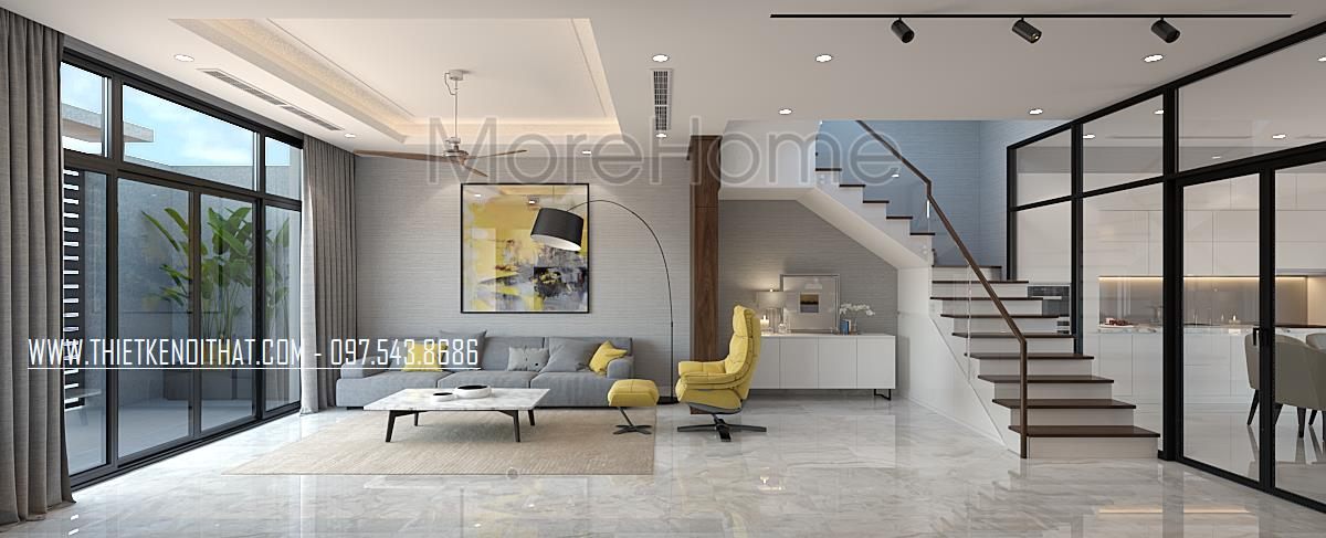 Thiết kế nội thất phòng khách nhà liền kề An Hưng Hà Đông